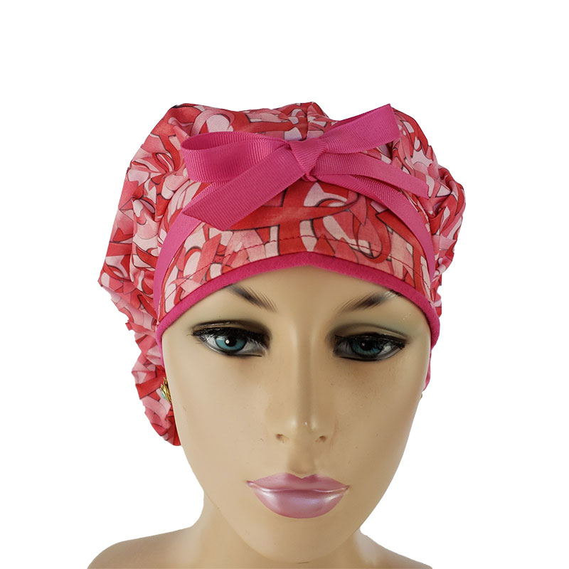 Bouffant Medical Scrub Cap-Cancer Ribbons-Pink - Image 3