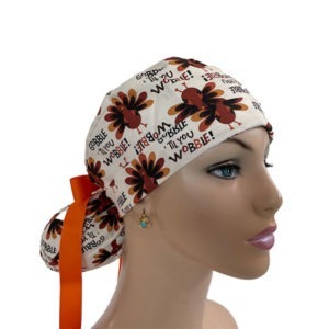 Turn Up Ponytail Medical Scrub Cap - Wobble Gobble!!