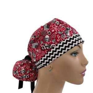 Turn Up Ponytail Medical Scrub Cap - Harley Lovers