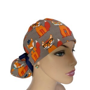 Turn Up Ponytail Medical Scrub Cap - Cute Foxies