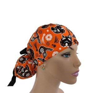 Turn Up Ponytail Medical Scrub Cap - Star Wars/Orange
