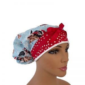 Bouffant Medical Scrub Cap-Cats and Dogs at Christmas