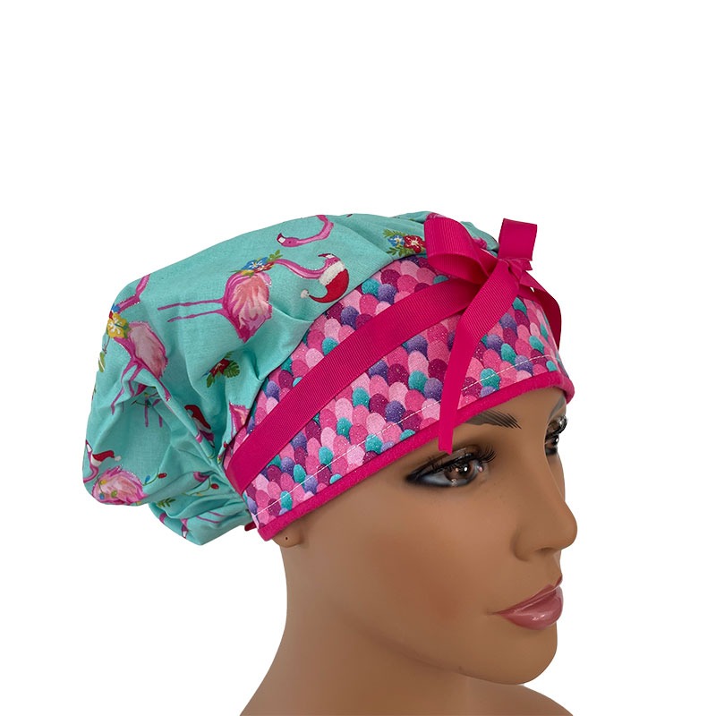 Bouffant Medical Scrub Cap-Flamingoes are at Christmas