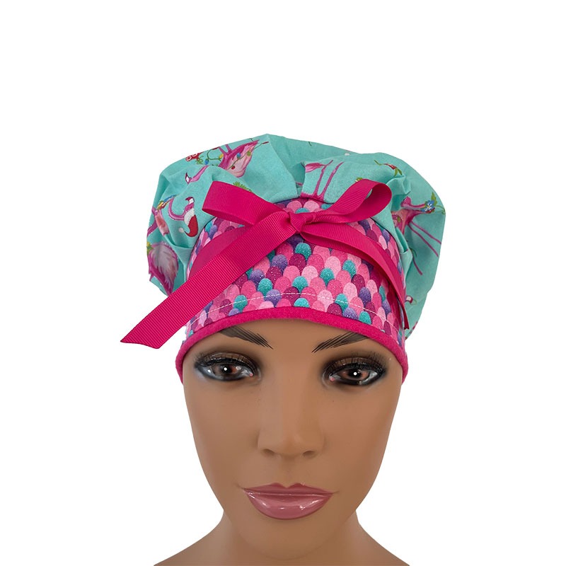Bouffant Medical Scrub Cap-Flamingoes are at Christmas - Image 3