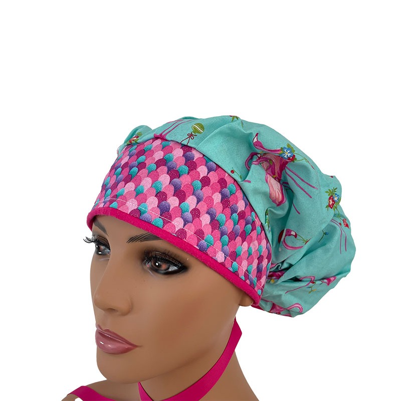 Bouffant Medical Scrub Cap-Flamingoes are at Christmas - Image 2