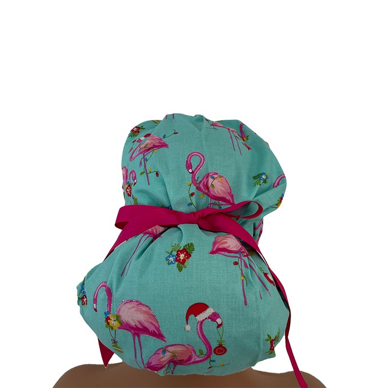 Bouffant Medical Scrub Cap-Flamingoes are at Christmas - Image 4