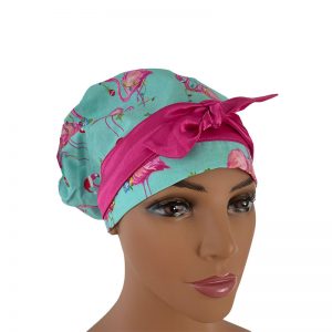 European Scrub Cap - Flamingos Party