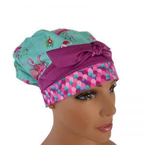 European Scrub Cap - Flamingoes and Fish Scales - Pink