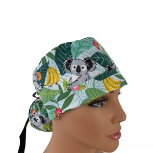 Turn Up Ponytail Medical Scrub Cap - Party Animals - Koalas