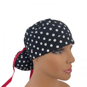 Turn Up Ponytail Medical Scrub Cap - Print Trends - Polka dot