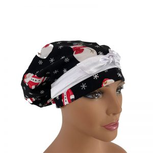 European Style-Snowmen and Santa over Tossed Snowflakes