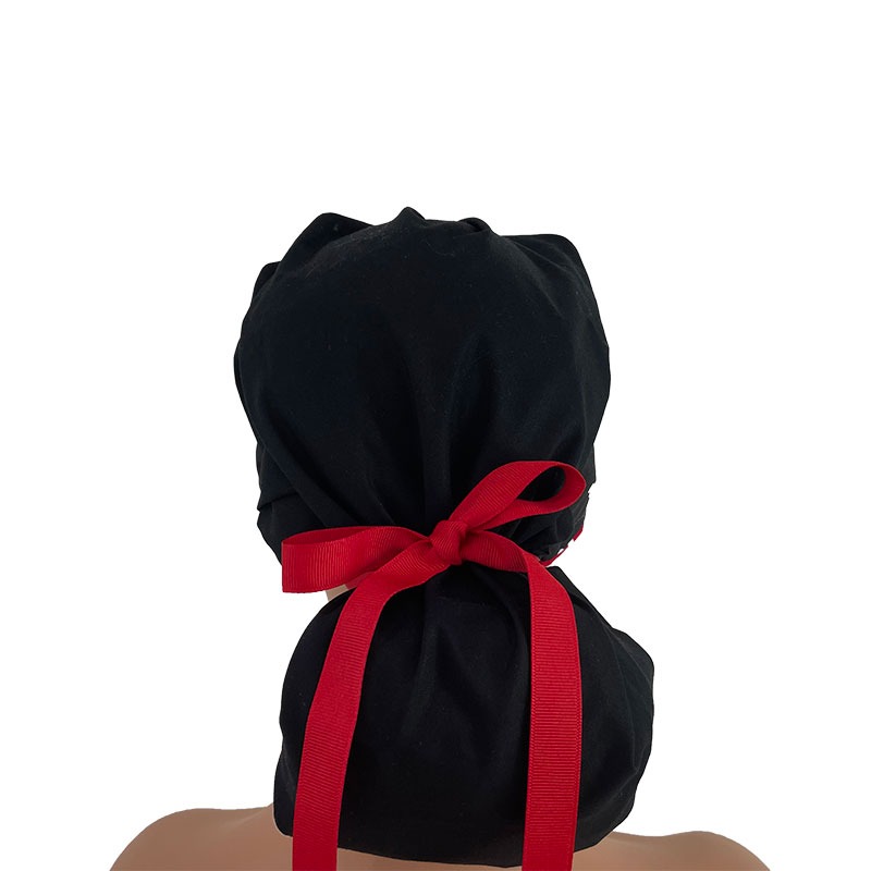 Bouffant Medical Scrub Cap - Plain Black - Mickey Accents - Image 4