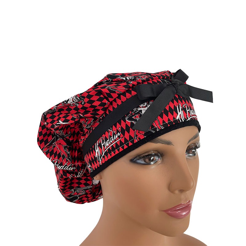 Bouffant Medical Scrub Cap - Poison Ivy - Red/Black
