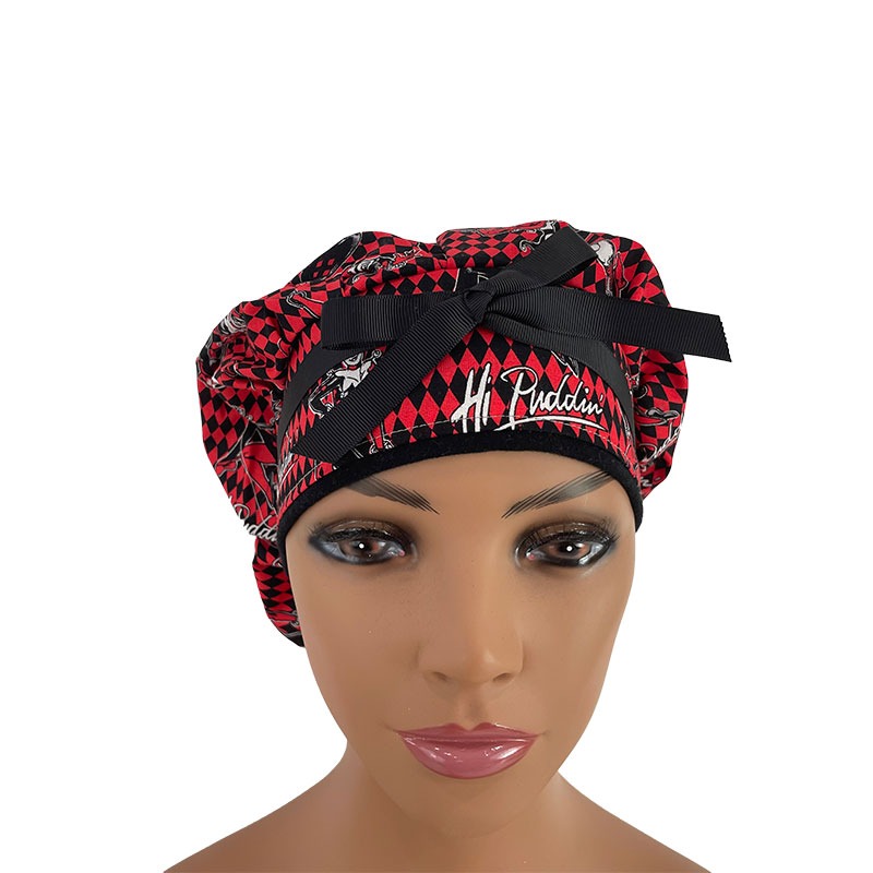 Bouffant Medical Scrub Cap - Poison Ivy - Red/Black - Image 2