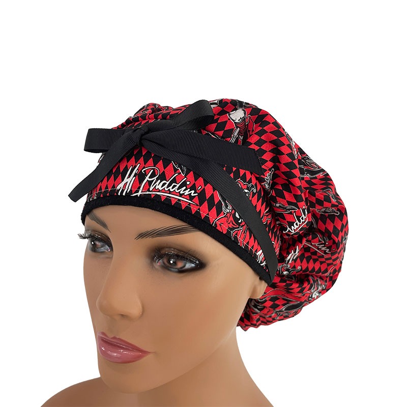 Bouffant Medical Scrub Cap - Poison Ivy - Red/Black - Image 3