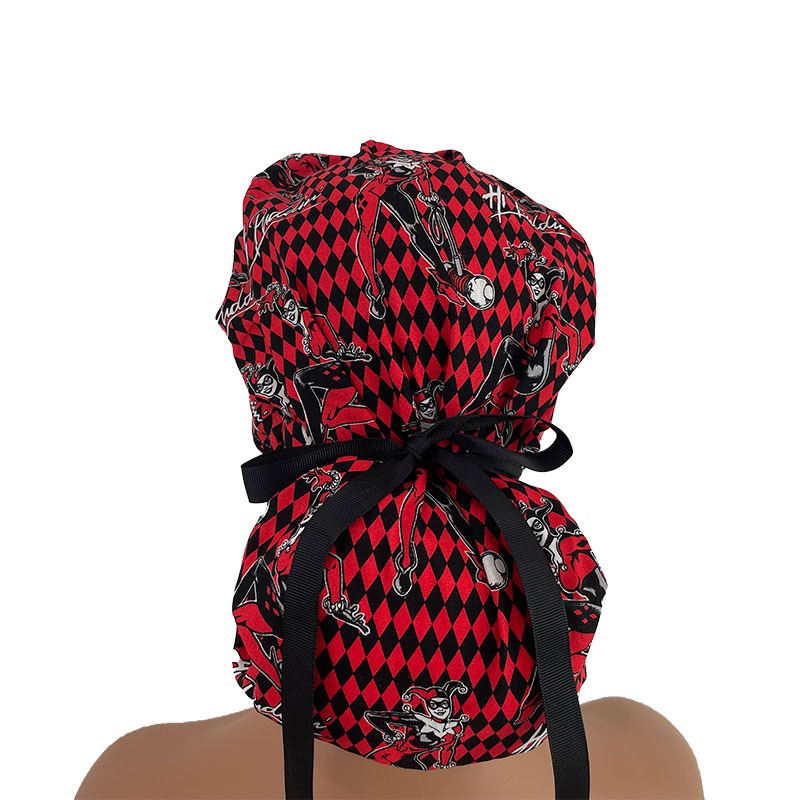 Bouffant Medical Scrub Cap - Poison Ivy - Red/Black - Image 4