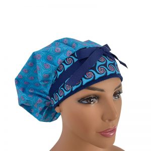 Bouffant Medical Scrub Cap - African Wax Print - Circles in Motion