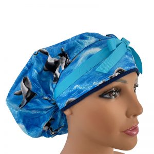 Bouffant Medical Scrub Cap - Reef Life - Orca Pod - Ocean Blue