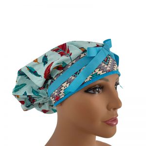 Bouffant Medical Scrub Cap - Southwest Corners - Packet Feathers - Multi
