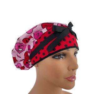 Bouffant Medical Scrub Cap - Funny Loving Hearts - Polka Dots