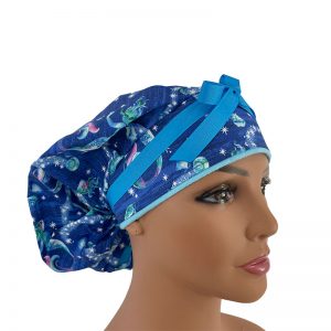 Bouffant Medical Scrub Cap - Enchanted Seas - Aquatic Mermaids - Royal Blue