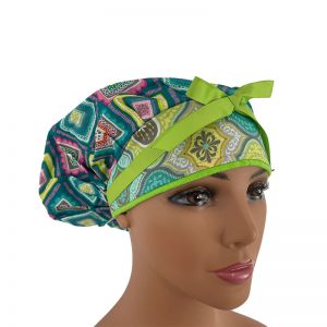 Bouffant Medical Scrub Cap - Green Rombos