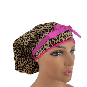 Bouffant Medical Scrub Cap - Cheetah Spots - Pink