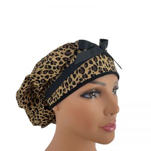 Bouffant Medical Scrub Cap - Cheetah Spot - Black