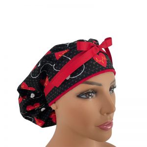Bouffant Medical Scrub Cap - Cardiographic Lines - Anatomical Hearths