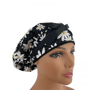 Bouffant Medical Scrub Cap - You Are My Sunshine - Daisy Chain Doodles - Black