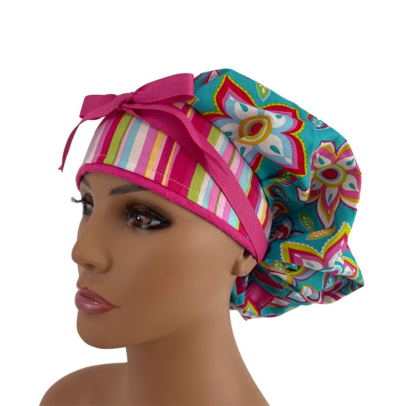 Bouffant Medical Scrub Cap - A Groovy Garden - Blossom Ballet - Sky Blue - Image 3