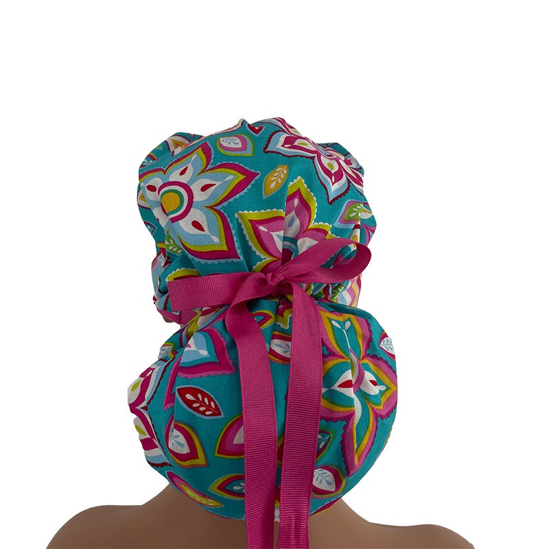 Bouffant Medical Scrub Cap - A Groovy Garden - Blossom Ballet - Sky Blue - Image 4