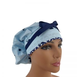 Bouffant Medical Scrub Cap - Navy Whales
