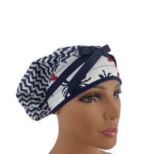 Bouffant Medical Scrub Cap - Blue Chevrons - Crabs