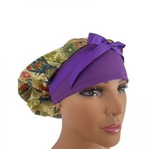 Bouffant Medical Scrub Cap - Elegant Peacocks - Purple