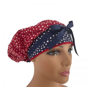 Bouffant Medical Scrub Cap - Stars -Red/Blue