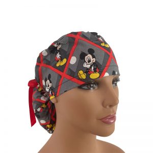 Ponytails Medical Scrub Cap - Mickey Squares Patches