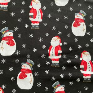 Bouffant Medical Scrub Cap-Snowmen and Santa over Tossed Snowflakes