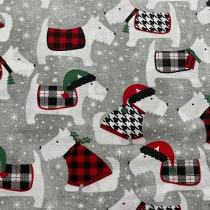 Ponytail Medical Scrub Cap-Scottie Dog Plaid Christmas