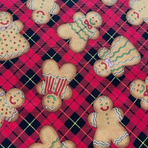 Bouffant Medical Scrub Cap-European Style-Gingerbread Cookies Plaid Christmas