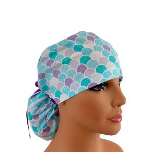 Ponytail Medical Scrub Cap - Mermaid Scales