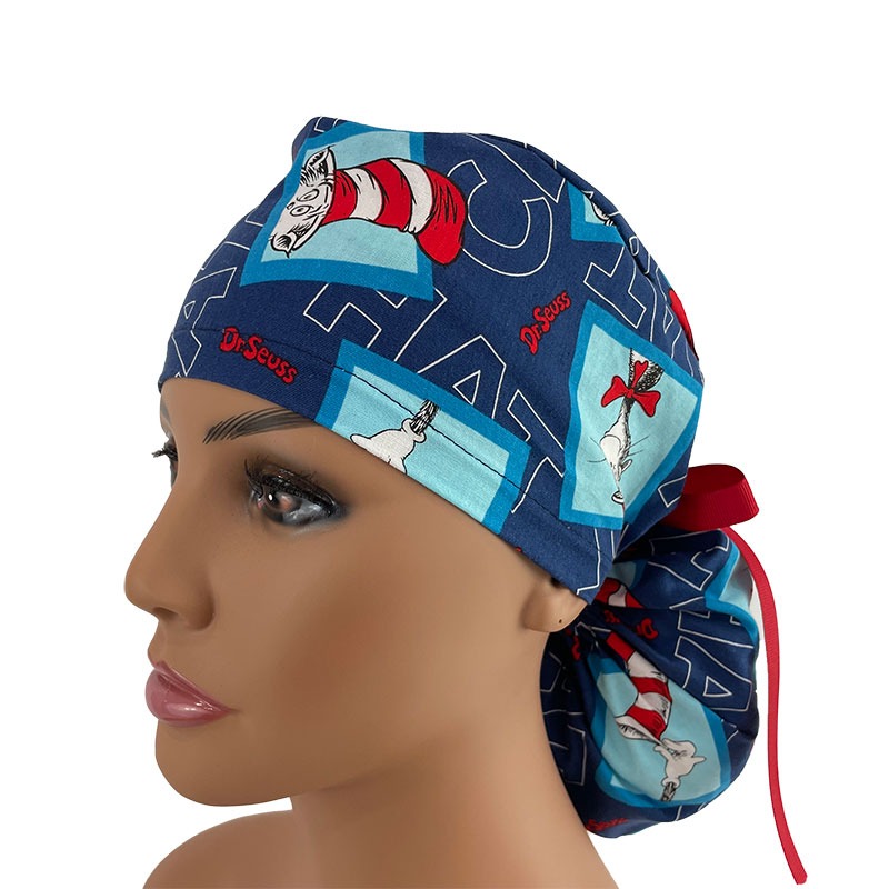 Ponytail Medical Scrub Cap - Cat in the Hat - Image 2