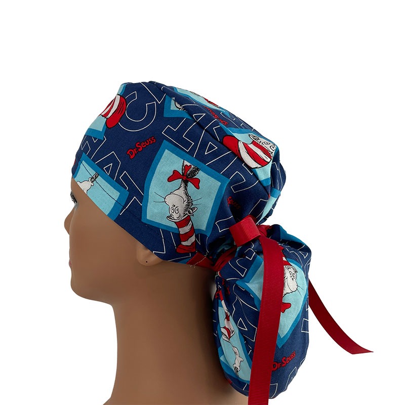 Ponytail Medical Scrub Cap - Cat in the Hat - Image 3