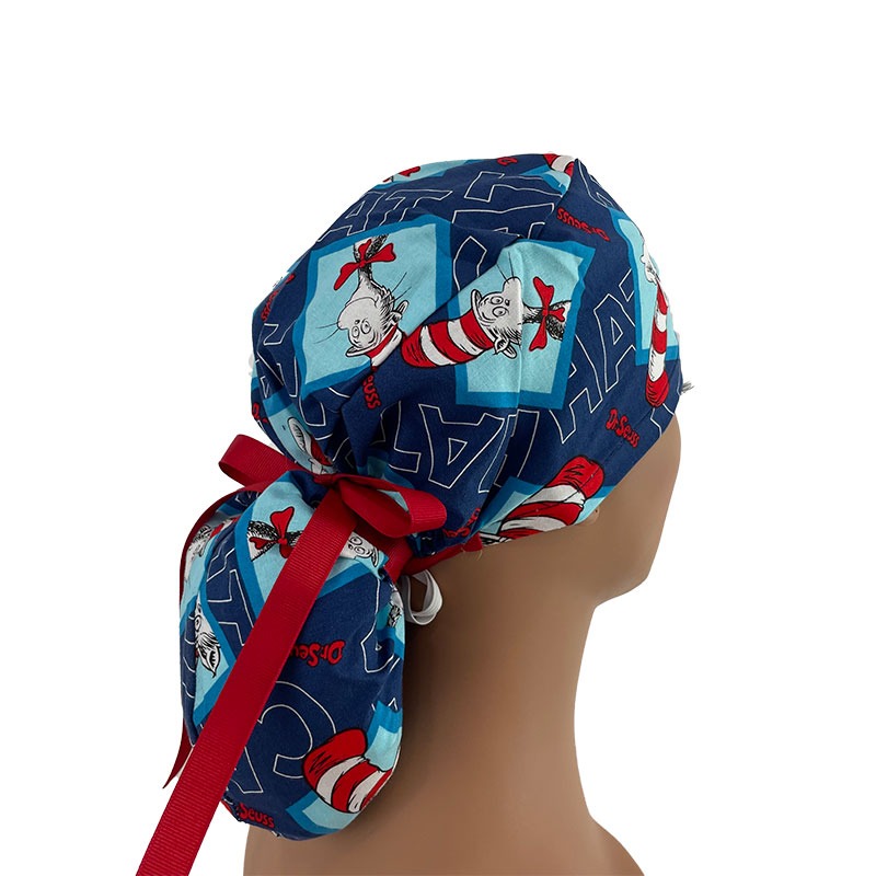 Ponytail Medical Scrub Cap - Cat in the Hat - Image 5