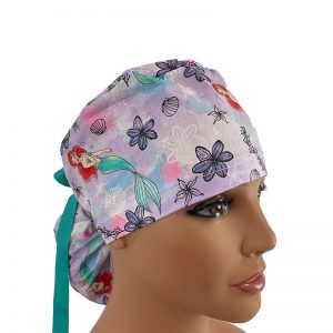 Ponytail Medical Scrub Cap - Little Mermaid Fairytale