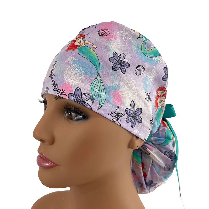 Ponytail Medical Scrub Cap - Little Mermaid Fairytale - Image 2