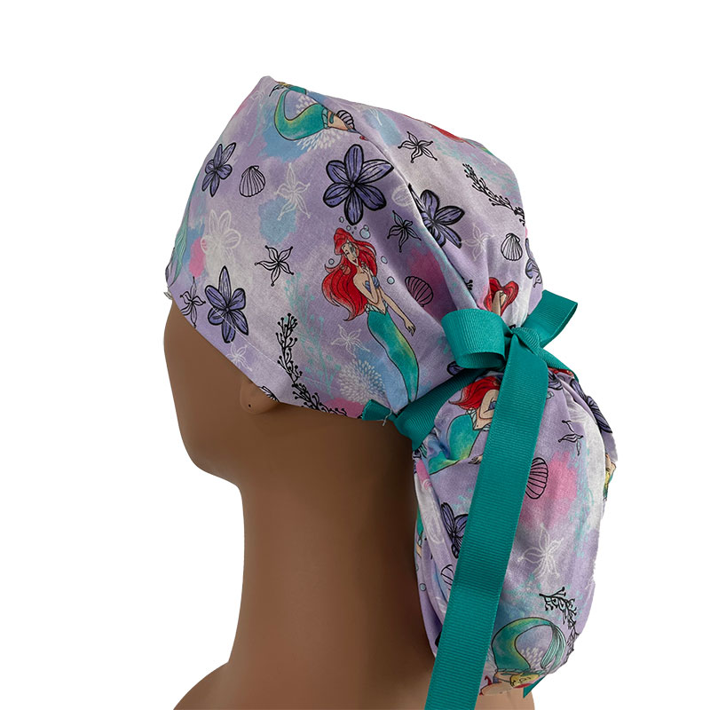 Ponytail Medical Scrub Cap - Little Mermaid Fairytale - Image 3