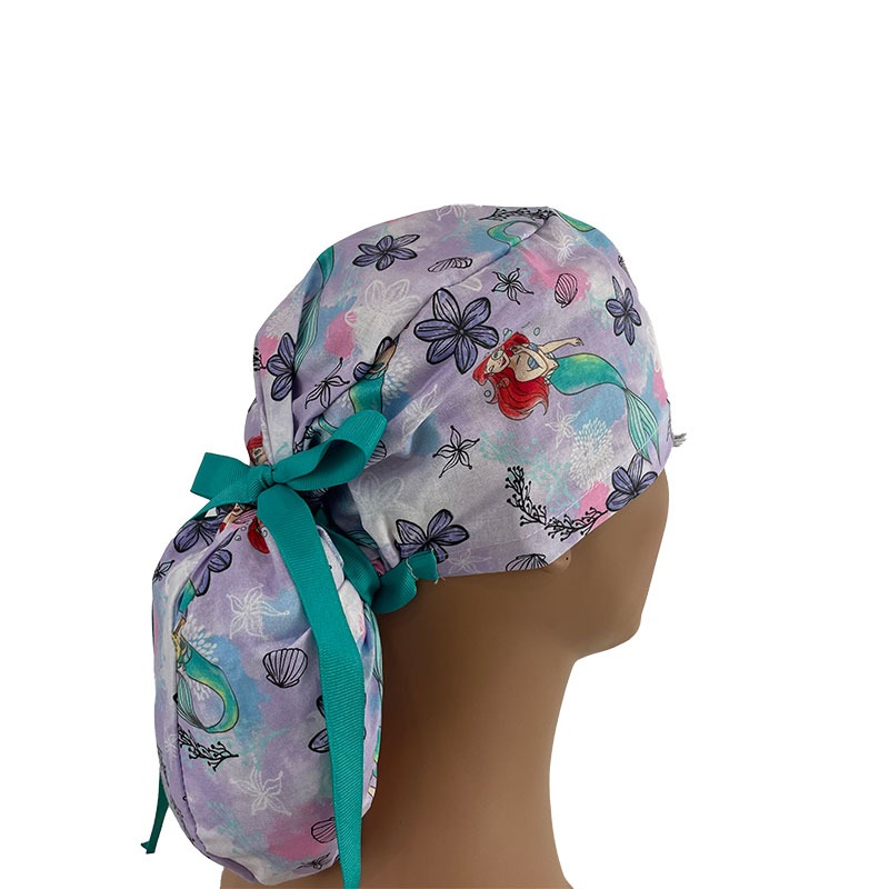 Ponytail Medical Scrub Cap - Little Mermaid Fairytale - Image 5