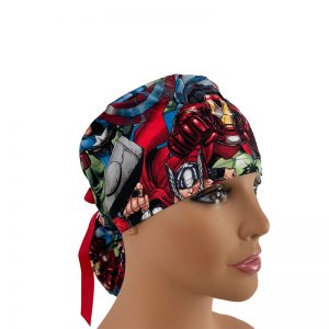 Ponytail Medical Scrub Cap - Marvel Avengers Super Heroes