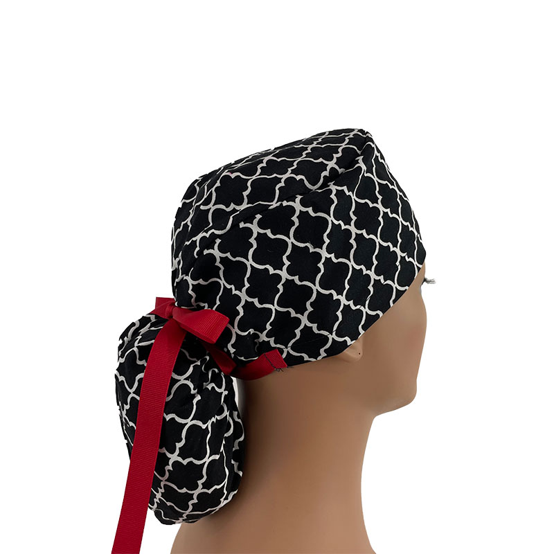Ponytail Medical Scrub Cap - Black Chevrons - Image 5